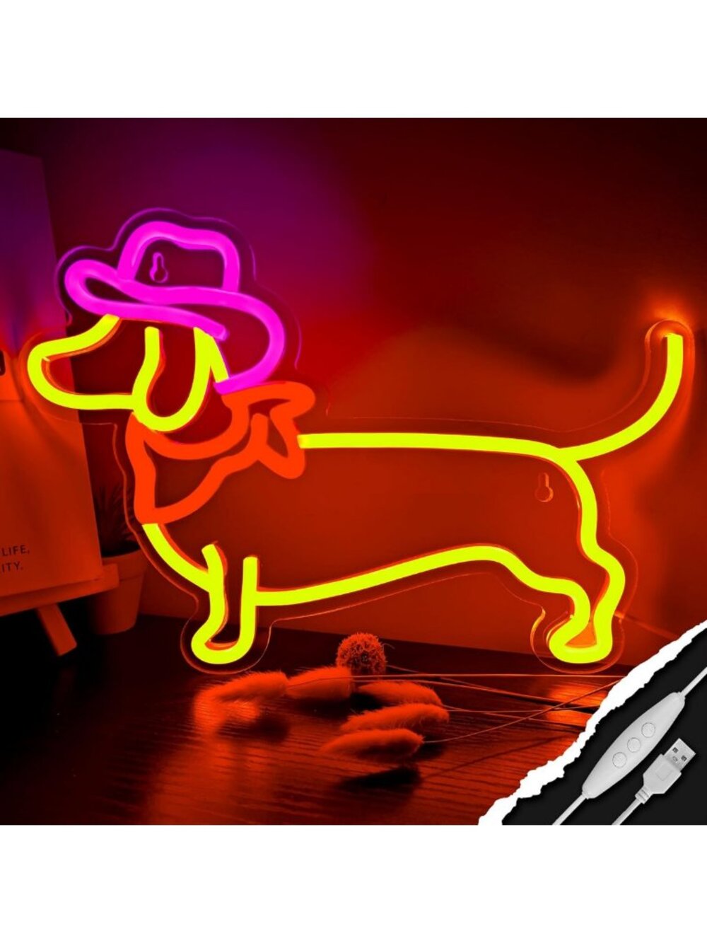 Cute Dachshund Neon Wall Sign - LED Dog Decor for Home, Party & Pet Lovers